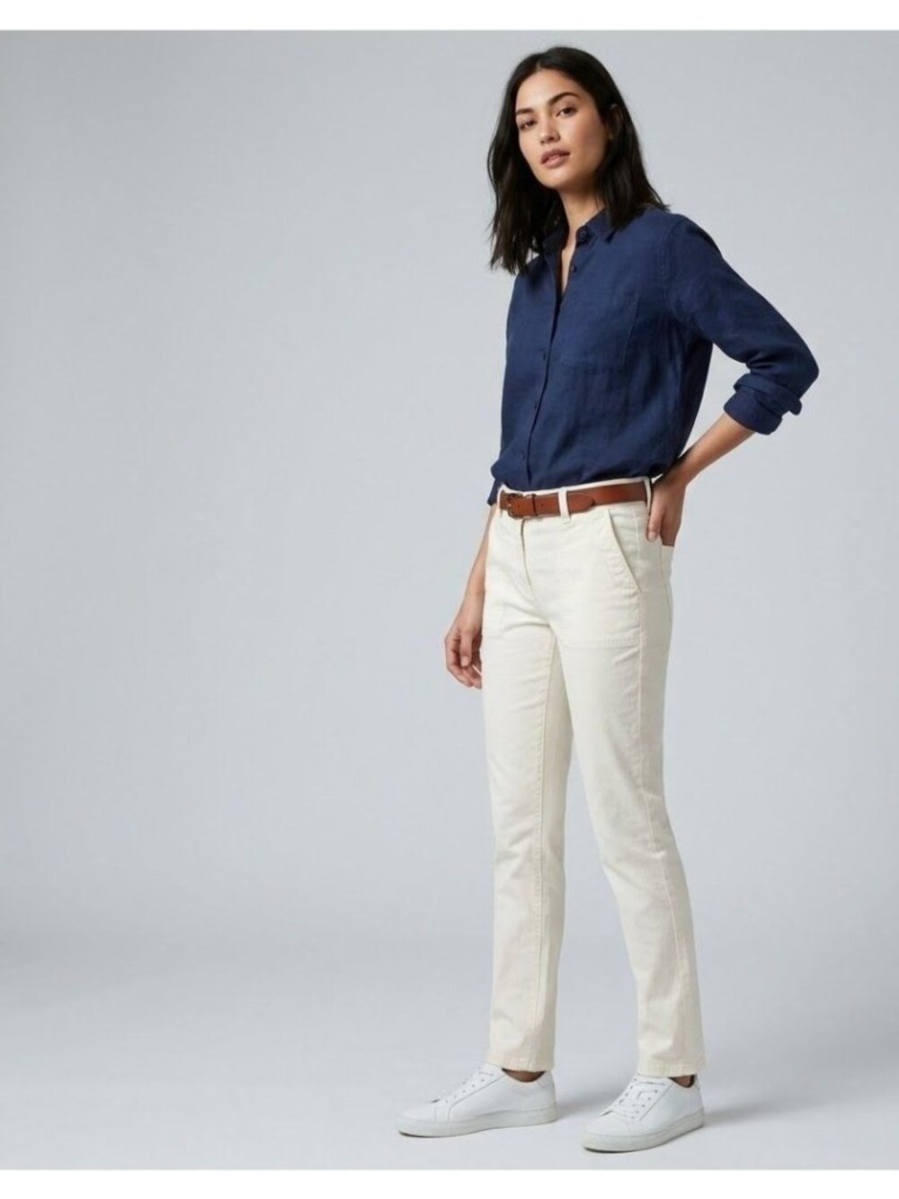 Ann Taylor Loft White Straight-Leg Pants Size 4 Cotton Blend